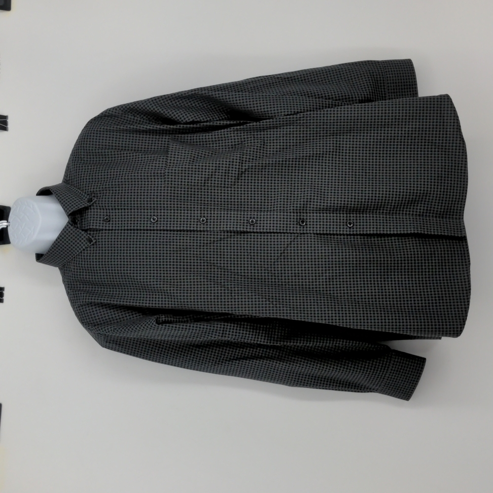 Roundtree & Yorke travelSMART Long Sleeve Gray Black Plaid Checked Men's XL